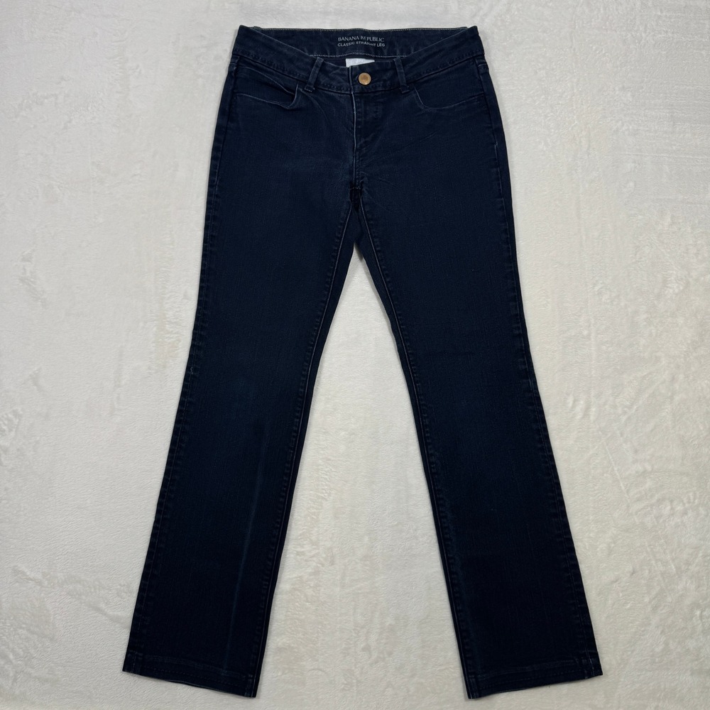 Banana Republic Jeans Womens 8 Dark Blue Classic Straight Leg Mid Rise Denim